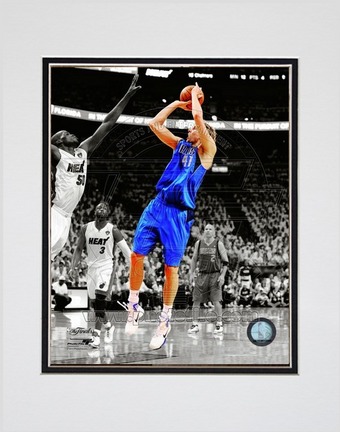 Dirk Nowitzki Dallas Mavericks 2011 NBA Finals "Game 1" Spotlight Action Double Matted 8" X 10" Phot