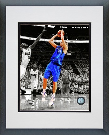 Dirk Nowitzki Dallas Mavericks 2011 NBA Finals "Game 1" Spotlight Action Double Matted 8" X 10" Phot