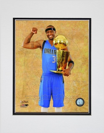 Jason Terry Dallas Mavericks 2011 NBA Finals "With Championship Trophy" Double Matted 8" X 10" Photo