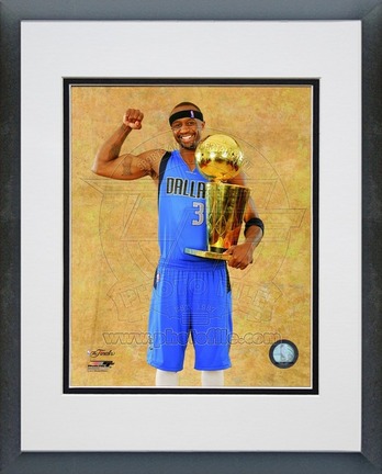 Jason Terry Dallas Mavericks 2011 NBA Finals "With Championship Trophy" Double Matted 8" X 10" Photo