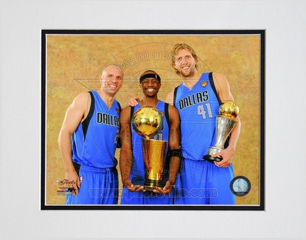 Dirk Nowitzki, Jason Terry and Jason Kidd Dallas Mavericks 2011 NBA Finals "With Championship Trophy and MVP Trophy