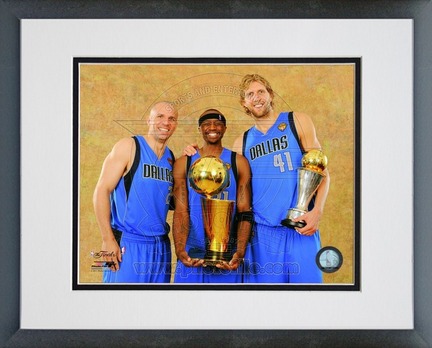 Dirk Nowitzki, Jason Terry and Jason Kidd Dallas Mavericks 2011 NBA Finals "With Championship Trophy and MVP Trophy