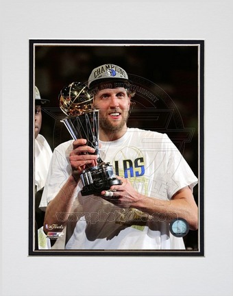 Dirk Nowitzki Dallas Mavericks 2011 NBA Finals "With Championship MVP Trophy" Double Matted 8" X 10"