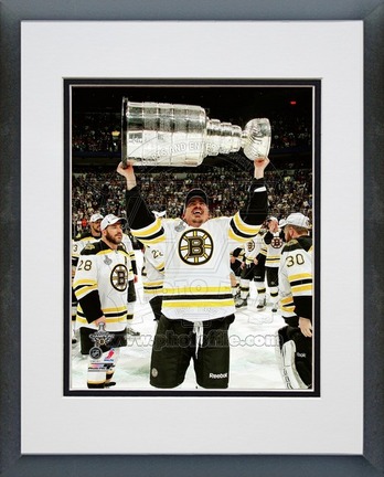 Tomas Kaberle Boston Bruins 2011 NHL Stanley Cup Finals "With the Stanley Cup" (#52) Double Matted 8" X 1