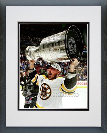 Brad Marchand Boston Bruins 2011 NHL Stanley Cup Finals "With the Stanley Cup" (#47) Double Matted 8" X 1