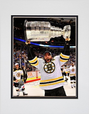 Patrice Bergeron Boston Bruins 2011 NHL Stanley Cup Finals "With the Stanley Cup" (#45) Double Matted 8" 