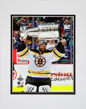 Tim Thomas Boston Bruins 2011 NHL Stanley Cup Finals "With the Stanley Cup" (#43) Double Matted 8" X 10&q