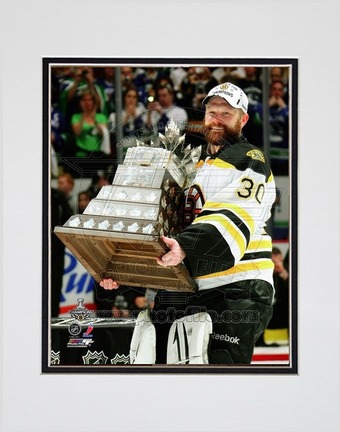 Tim Thomas Boston Bruins 2011 NHL Stanley Cup Finals "With the Conn Smythe Trophy" (#44) Double Matted 8"