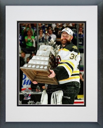 Tim Thomas Boston Bruins 2011 NHL Stanley Cup Finals "With the Conn Smythe Trophy" (#44) Double Matted 8"