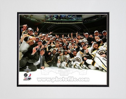 Boston Bruins 2011 NHL Stanley Cup Finals "Celebrating" Double Matted 8" X 10" Photograph (Unframed)