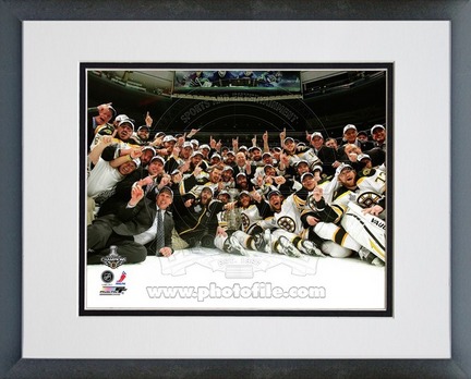 Boston Bruins 2011 NHL Stanley Cup Finals "Celebrating" Double Matted 8" X 10" Photograph in Black A
