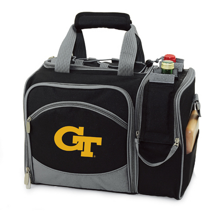 Georgia Tech Yellow Jackets Black "Malibu" Insulated Picnic Tote / Shoulder Pack with Screen Printed Logo