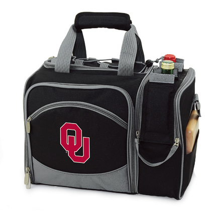 Oklahoma Sooners Black "Malibu" Insulated Picnic Tote / Shoulder Pack with Screen Printed Logo