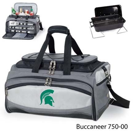 Michigan State Spartans Tote with Cooler, 3-Piece BBQ Set and Grill