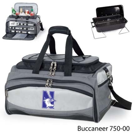Northwestern Wildcats Tote with Cooler, 3-Piece BBQ Set and Grill