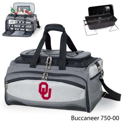 Oklahoma Sooners Tote with Cooler, 3-Piece BBQ Set and Grill