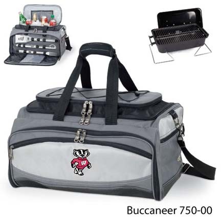 Wisconsin Badgers Tote with Cooler, 3-Piece BBQ Set and Grill