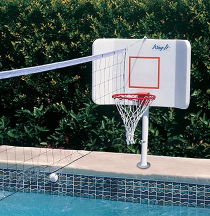 Spike and Splash Deck Mount Water Basketball / Volleyball Combo by Pool Shot