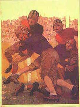 Framed 1920's Football Illustration Poster From Past Time Sports