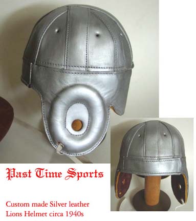1940 Old Detroit Lions Silver Leather Football Helmet