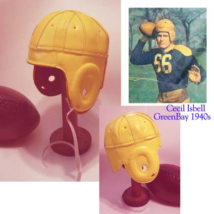 1940 Old Green Bay Packers Yellow / Gold Leather Football Helmet