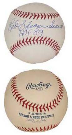 Red Shoendienst Autographed Official Rawlings National League Baseball with "HOF '89" Inscription