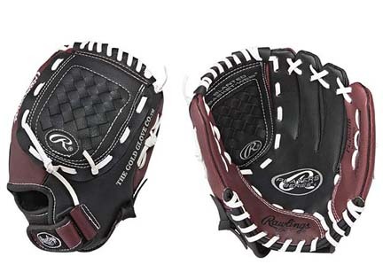 10 1/2" Youth Player's Series Ball Glove (Black / Brown) from Rawlings (Worn on the Left Hand)