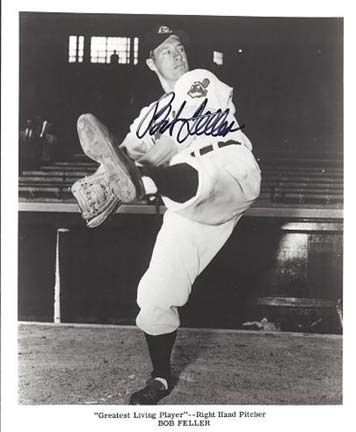 Bob Feller Autographed Cleveland Indians 8" x 10" Photograph Hall of Famer (Unframed)