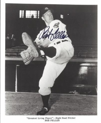 Bob Feller Autographed Cleveland Indians 8" x 10" Photograph (Hall of Famer) (Unframed)