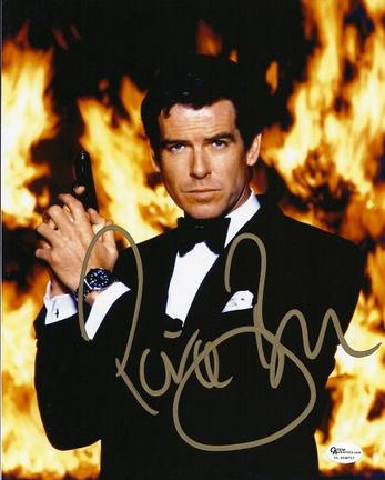 Pierce Brosnan Autographed "James Bond" 8" x 10" Photograph with fire (Unframed)