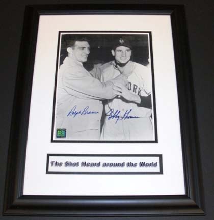 Bobby Thomson (New York Giants) and Ralph Branca (Brooklyn Dodgers) Dual Autographed "Choking" 8" x 10&qu
