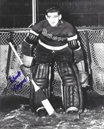 Chuck Rayner Autographed New York Rangers 8" x 10" Photograph Hall of Famer (Unframed)