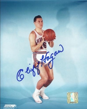Cliff Hagan Autographed St. Louis Hawks 8" x 10" Photograph Hall of Famer (Unframed)