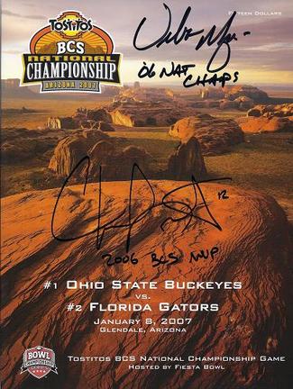 Chris Leak AND Urban Meyer Dual Autographed Florida Gators 2006 National Championship Full Program with Inscriptions (Un