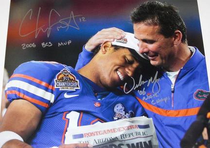 Chris Leak and Urban Meyer Autographed Florida Gators National Championship 16" x 20" Photograph with "20