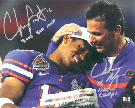 Chris Leak and Urban Meyer Autographed "National Championship" 8" x 10" Photograph with "2006 B