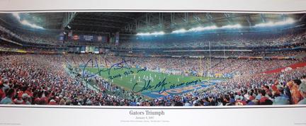 Urban Meyer and Chris Leak Dual Autographed Florida Gators National Championship 13" x 39" Panoramic Photograp