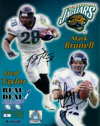 Mark Brunell & Fred Taylor Autographed 16" x 20" Photograph - Limited Edition of  99 (Unframed)