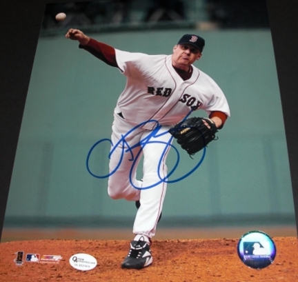 Curt Schilling Autographed Boston Red Sox "Throwing Ball" 8" x 10" Action Photograph (Unframed)