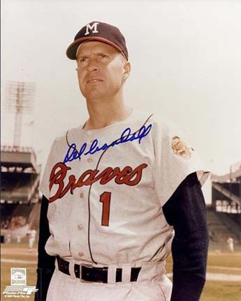 Del Crandall Autographed Milwaukee Braves 8" x 10" Photograph (Unframed)