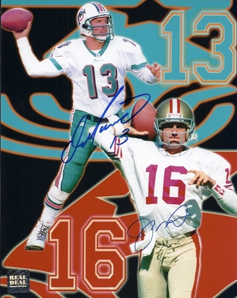 Dan Marino and Joe Montana DUAL Autographed 8" x 10" Photograph Miami Dolphins San Francisco 49ers (Unframed)