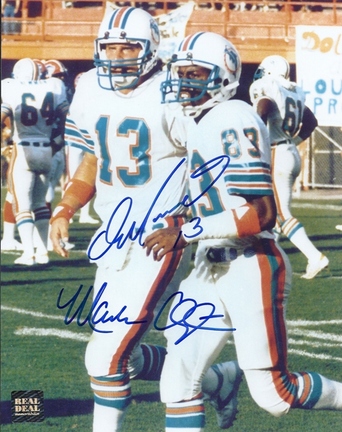 Dan Marino and Mark Clayton DUAL Autographed Miami Dolphins 8" x 10" Photograph (Unframed)