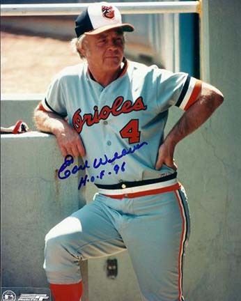 Earl Weaver Autographed Baltimore Orioles 8" x 10" Photograph with "HOF 96" Inscription (Unframed)