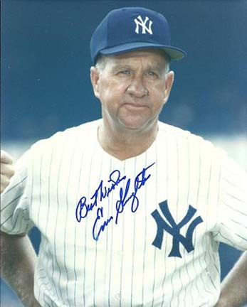 Enos Slaughter Autographed New York Yankees 8" x 10" Photograph with "Best Wishes" Inscription Decea