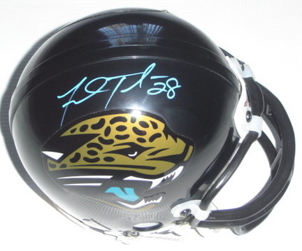 Fred Taylor Autographed Jacksonville Jaguars Replica Mini-Football Helmet (Teal Autograph)