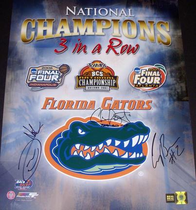 Florida Gators MVP Triple Autographed 16" x 20" Photograph by Joakim Noah, Chris Leak, and Corey Brewer Year o