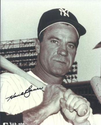 Hank Bauer Autographed New York Yankees "With Bat" 8" x 10" Photograph (Deceased) (Unframed)