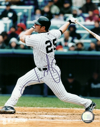 Jason Giambi "Swinging" Autographed New York Yankees 8" x 10" Photograph (Unframed)