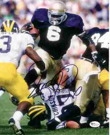 Jerome Bettis Autographed Notre Dame Fighting Irish 8" x 10" Photograph (Unframed)