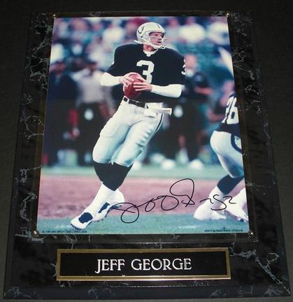Jeff George Autographed Oakland Raiders 8" x 10" Photograph on a Wall Plaque